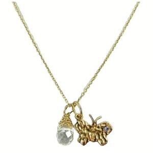 Unwritten 14K Gold Over Sterling Silver, Necklace w/ Gemstone & Butterfly, NWT!